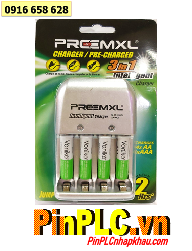 Preermxl FC001 _Bộ sạc pin AAA Preermxl FC001 (kèm 4 pin sạc Voniko AAA1000mAh 1.2v)